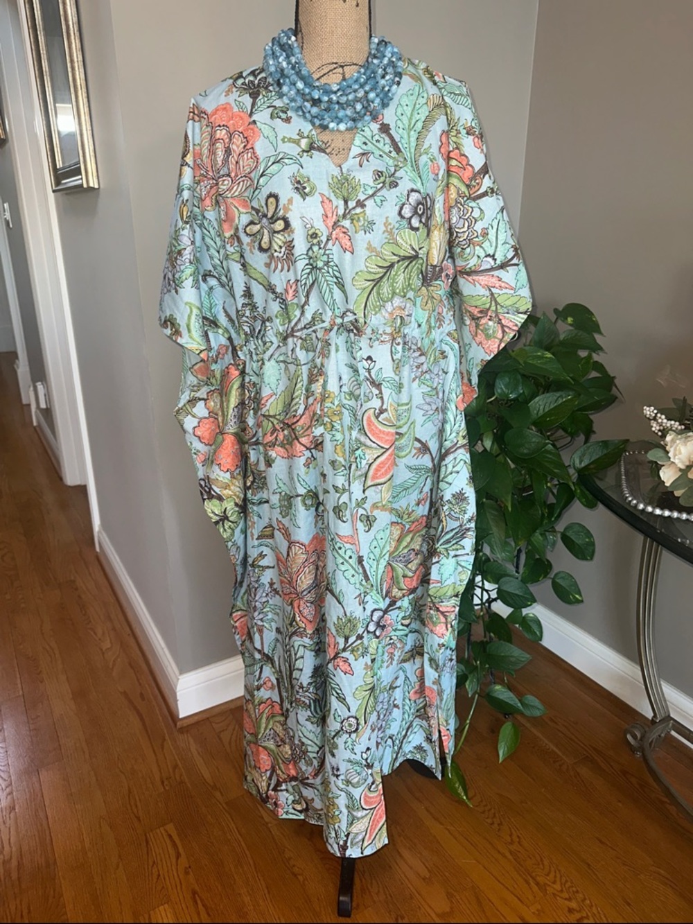 Floral Kaftan Dress with Vibrant Hues NWOT one size fits most